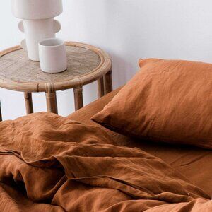 Queen Linen Duvet Cover Set - Cedar